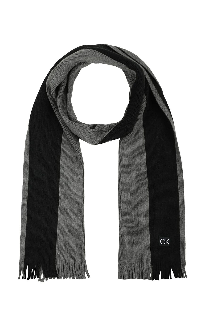 9251 Thick Side Stripe Raschel Scarf, Medium Grey Heather, One Size